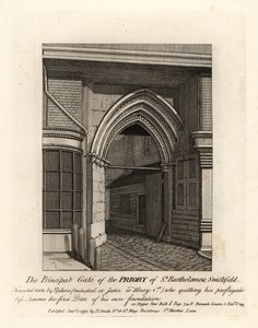 Hlavní brána převorství svatého Bartoloměje, Smithfield od John Thomas Smith