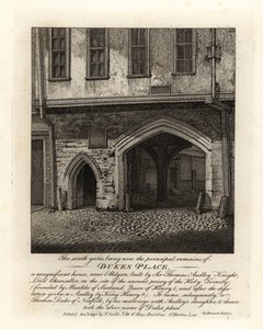 Ruiny South Gates of Dukes Place, postavený Sir Thomas Audley (1488-1544) poblíž Aldgate od John Thomas Smith