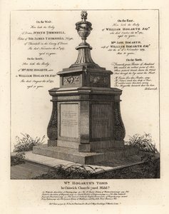 Hrobka umělce Williama Hogartha, hřbitov Chiswick, Middlesex od John Thomas Smith
