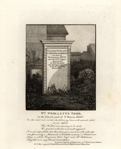 Hrob královského rytce Williama Woolletta, zemřel 1735, na hřbitově St Pancras, Middlesex od John Thomas Smith