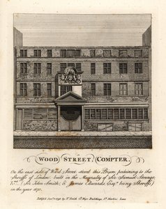 Wood Street Compter , vězení ve vlastnictví šerifů z Londýna, postavený v starostování sira Samuela Strange v roce 1670 od John Thomas Smith