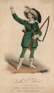 Pan T Cooke jako Adolph ve Weberově slavné romantické opeře Der Freischutz provedené v Theatre Royal Drury Lane od John W. Gear
