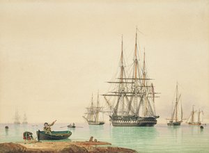 H.M.S. Vindictive (pero, tuš a akvarel na papíře)