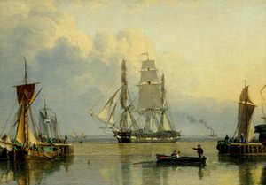 Loď "William Lee" vplouvá do doku Humber, Hull (olej na desce)
