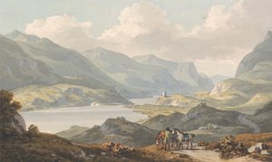 Jezera Llanberis - od cesty z Caernarfon do Llanberis, Caernarfonshire od John Warwick Smith