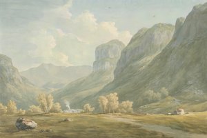 Vesnice Stonethwaite a Eagle Cragg, Borrowdale od John Warwick Smith