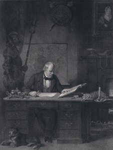 Sir Walter Scott ve své studii (rytina) od John Watson Gordon