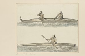 30: Canoes of Onalaska, ze série akvarelů ilustrujících poslední plavbu kapitána Cooka, cca 1773-84 (wc na papíře) od John Webber