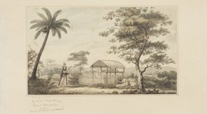 45: View of a Tomb, ze série akvarelů znázorňujících poslední cestu kapitána Cooka, kolem roku 1773-84 (akvarel na papíře) od John Webber