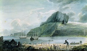 Pohled na vánoční přístav v zemi Kerguelen, 1781-4 od John Webber