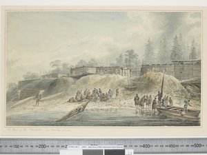 F.23 A View of the Habitations in Nootka Sound, c.1773-84 (akvarel) od John Webber