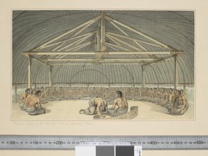 F.7 Poulaho, král Přátelských ostrovů, pití Kava, kolem 1773-84 (akvarel) od John Webber