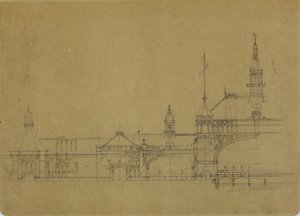 Budovy Světové kolumbijské výstavy, Chicago, Illinois, náčrtek výškových úrovní od John Wellborn Root