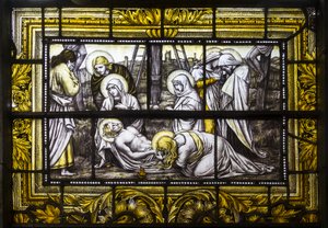 Oxford, Trinity College, James Powell & Sons, John William Brown (1842-1928), The Deposition, 1885 od John William Brown