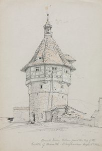 Kulatá věž, hrad Munot, Schaffhausen, Švýcarsko, 1842.