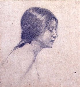 Studie pro „Echo a Narcis“ (tužka na papíře) od John William Waterhouse