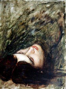 Hlava Orfea – skica, cca 1899-1900 (olej na palubě) od John William Waterhouse
