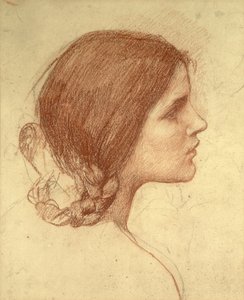 Head of a Girl, c.1905 (červená křída na papíře) od John William Waterhouse