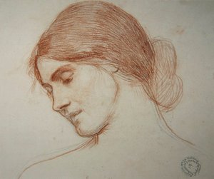 Hlava mladé dívky, vlevo od John William Waterhouse