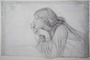 Studie ženské postavy s růžencem od John William Waterhouse