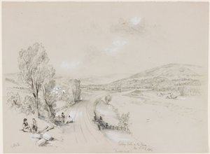 Ridley Hall, Bardon Mill, 1837 (bc a tužka na papíře) od John Wilson Carmichael