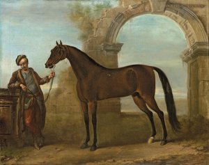 Godolphin Arabien, držený ženichem, v krajině se zničeným obloukem, 1731 od John Wootton