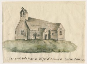 Weeford Church: malba vodovými barvami, 1782