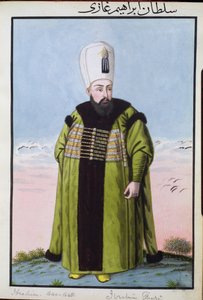 Ibrahim (1615–1648), sultán v letech 1640–1648, z „Série portrétů tureckých císařů“