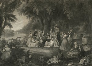 Piknik čtvrtého července, kolem roku 1864 (rytina smíšenou metodou) od John and Hollyer Rogers