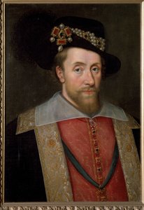Portrét Jakuba I., krále Anglie a Irska (Jakub VI., skotský král), kolem roku 1605 (malba) od John de (circle of) Critz