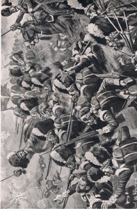 Bitva u Almy, 20. září 1854: Postup 93. Highlanders, ilustrace z britských bitev na souši a na moři, 1915
