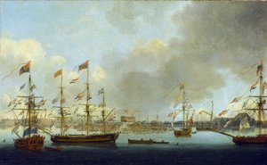 Spuštění HMS "Alexander" na vodu v Deptfordu v Anglii v roce 1778, válečné lodi se 74 děly, která bojovala v bitvě na Nilu (nebo v bitvě u Abúkiru v roce 1798).