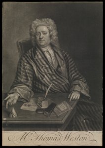 Thomas Weston, asi 1725 (rytina, mezzotinta) od John the younger Faber