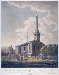 Pohled na kostel St John Horsleydown, Bermondsey, Londýn, 1799.