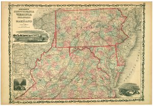 University of Virginia, Dismal Swamp a City of Baltimore. Talíře 29-30. Reliéf zobrazený hachuremi. od Johnson and Browning