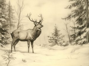 Majestátní zimní jelen