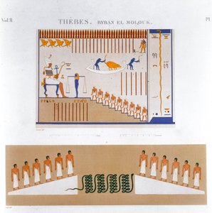 Ilustrace fresek z Byban el Molouk, Théby, Egypt, 1822 od Jomard