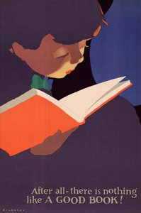 Plakát mladého chlapce čtoucího knihu od Jon O. Brubaker