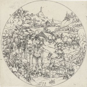 Abraham obětuje Izáka Bottoms of Bowls: Krajiny s biblickými a mytologickými vyobrazeními (název série) od Jonas Silber