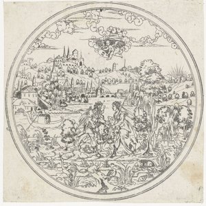 Diana a Endymion Bottoms of Bowls: Krajiny s biblickými a mytologickými vyobrazeními (název série) od Jonas Silber