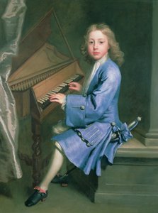 Garton Orme sedící u Spinetu, kolem roku 1707