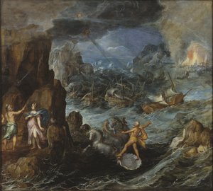 Vrak řecké flotily na cestě domů z Tróje, kolem 1585-90 od Joos or Josse de Momper