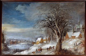 Zimní krajina. Obraz Josse II Momper (1564-1635) Ec. Podvod.