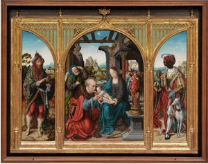 Klanění tří králů, cca 1525 (olej na dubových deskách)