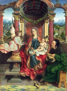Svatá rodina, střední deska triptychu, kolem roku 1530 (deska) od Joos van Cleve