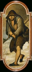 Chlapec na sněhu (malba na plátně)