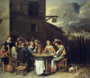 Společníci kolotoč před hospodou, 1640-50