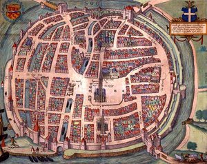 Mapa Solvaer, z „Civitates Orbis Terrarum“ od Georga Brauna (1541-1622) a Franse Hogenberga (1535-90) kolem 1572-1617 (barevná rytina)