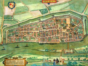 Mapa Brém, z „Cities of the World“ od Georga Brauna (1541-1622) a Franse Hogenberga (1535-90) kolem 1572-1617