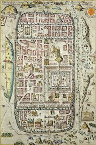 Mapa Jeruzaléma a okolí, z „Civitates Orbis Terrarum“ od Georga Brauna (1541-1622) a Franse Hogenberga (1535-90) kolem 1572-1617 (viz 138905-96) od Joris Hoefnagel